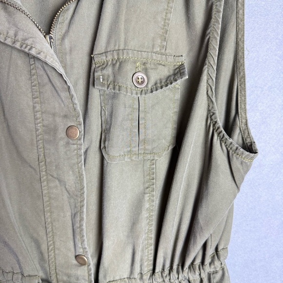 C’est Toi Women’s Olive Green Utility Vest Anorak Relaxed Fit Waist Tie Soft L - Picture 10 of 11